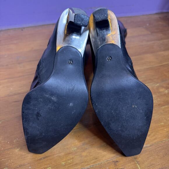 Vintage Y2K New Rock Black Flame Corset Stiletto Knee High Boot Women 39 / 8.5 - Picture 7 of 11